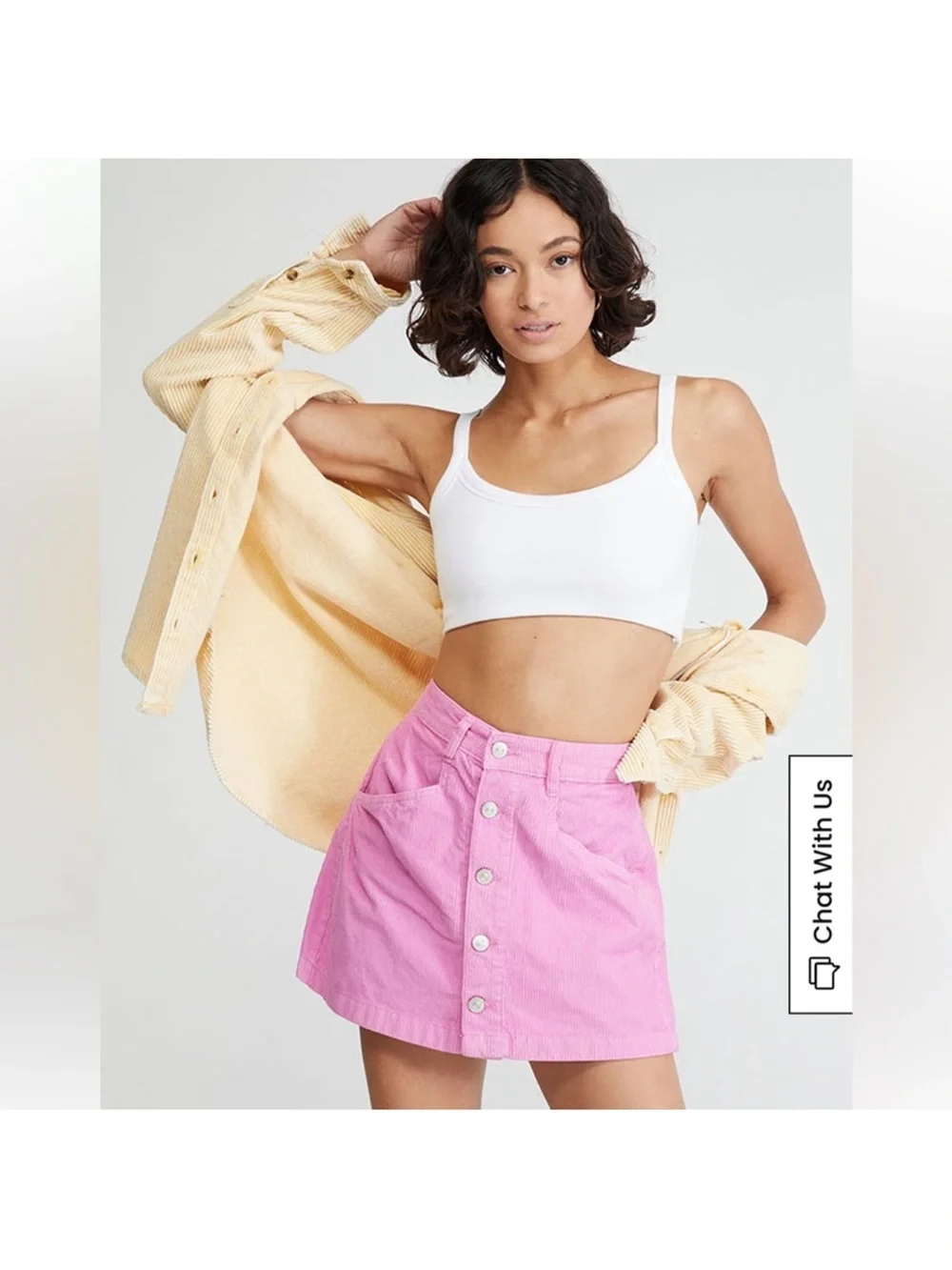 Free People Pink Corduroy Mini Skirt